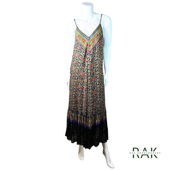 Zara Dresses & Skirts - ZARA Red & Blue Paisley Metallic Bohemian Maxi Dress | Size M | $179 NWT